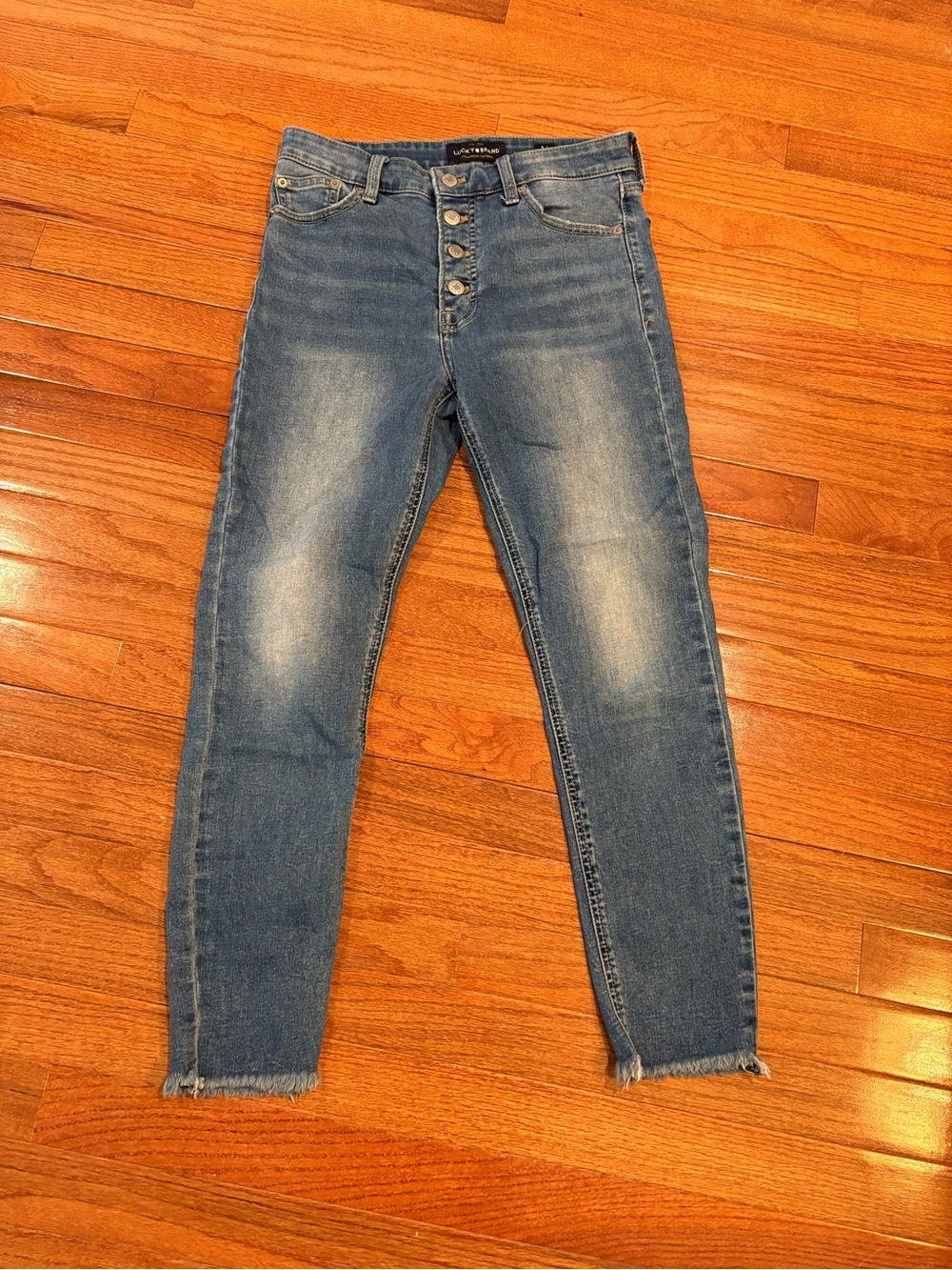Lucky Brand Medium Wash Skinny Jeans with Raw Hem